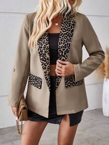 SHEIN LUNE In hoa Báo Cổ áo Mở Mặt trước Áo vest - Nhiều màu - Xem 5