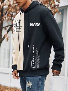 Manfinity Nam Plus Hai âm Đồ họa Khẩu hiệu Dây rút Hoodie - Nhiều màu - Xem 4