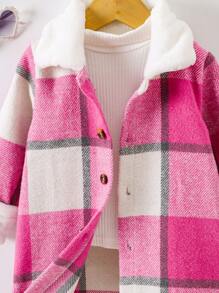 女嬰格紋印花羊絨領口外套不帶T恤 - 彩色 - 查看 5