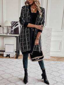 SHEIN Essnce Áo Cardigan họa tiết kẻ caro thiết kế thường ngày - Nhiều màu - Xem 6