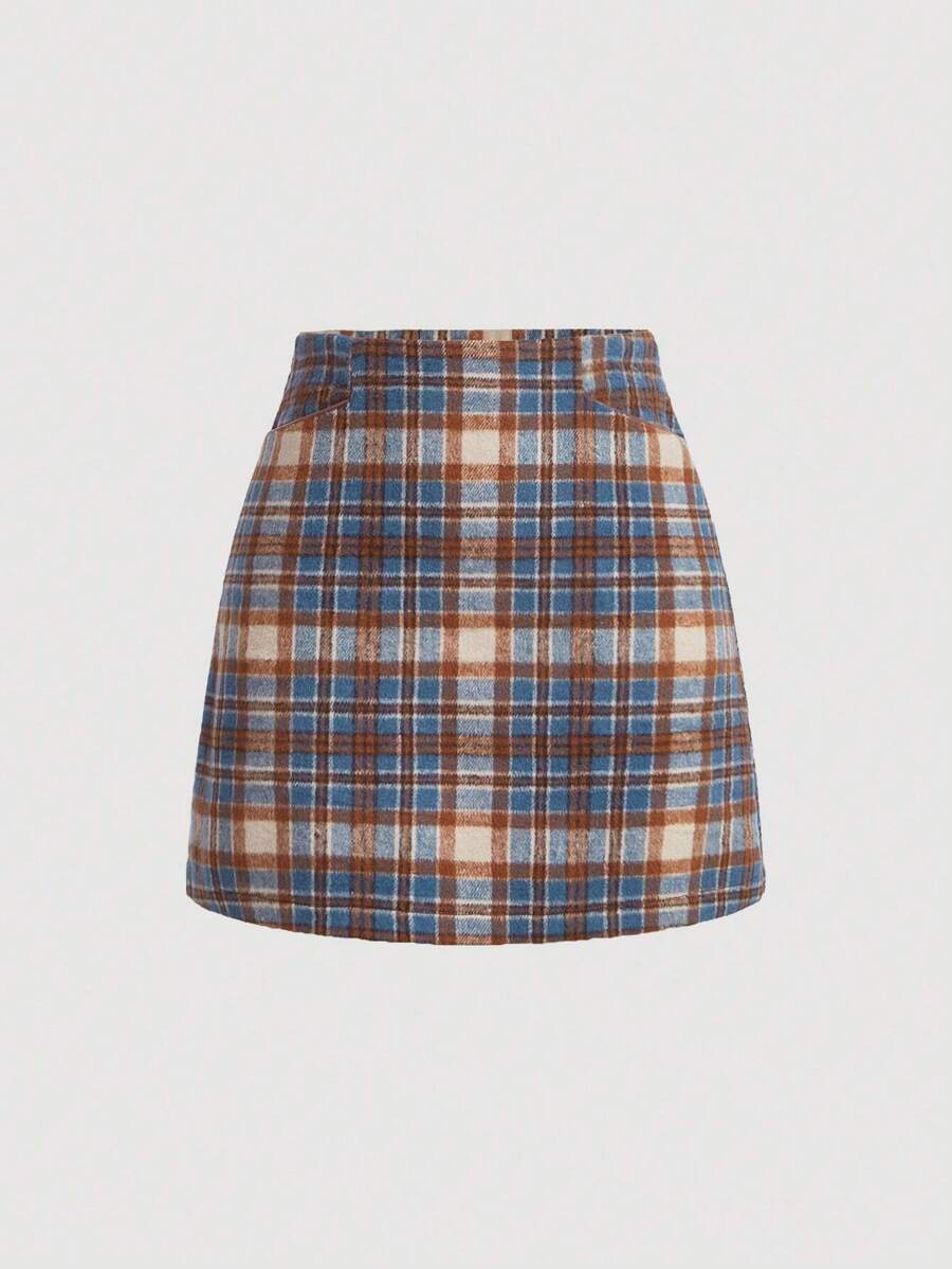 SHEIN MOD Plaid Print A-line Skirt - Multicolor - View 1