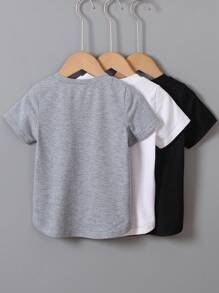 SHEIN Young Boy 3pcs Solid Round Neck Tee - Multicolor - View 2