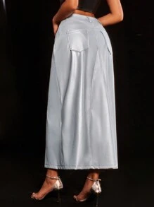 Aveloria High Waist A-line Skirt - Silver - View 2