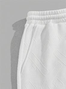 GENTILAND Nam Chi tiết Patched thư Eo dây rút Quần - trắng - Xem 6