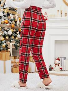 SHEIN Essnce Tartan Print Zip Fly Pants - Multicolor - View 2