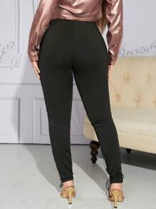 SHEIN SXY Leggings con cordón delantero con lentejuelas