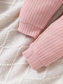 Đứa bé gái Chi tiết Nút Áo liền quần chặt & Quần - Hồng - Xem 6