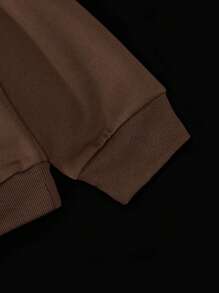 Manfinity Roghcode Men Slogan & Skeleton Print Drop Shoulder Oversized Hoodie Graphic Long Sleeve Hoodie, For Friends, Husband, Boyfriend Gifts - Coffee Brown - View 6