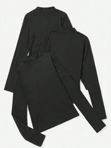 Easithlete 3入組半拉鏈運動衛衣 - 黑色 - 查看 3