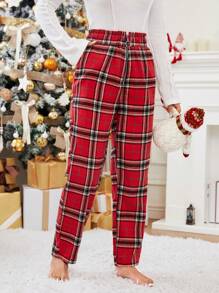 SHEIN Essnce Tartan Print Zip Fly Pants - Multicolor - View 3