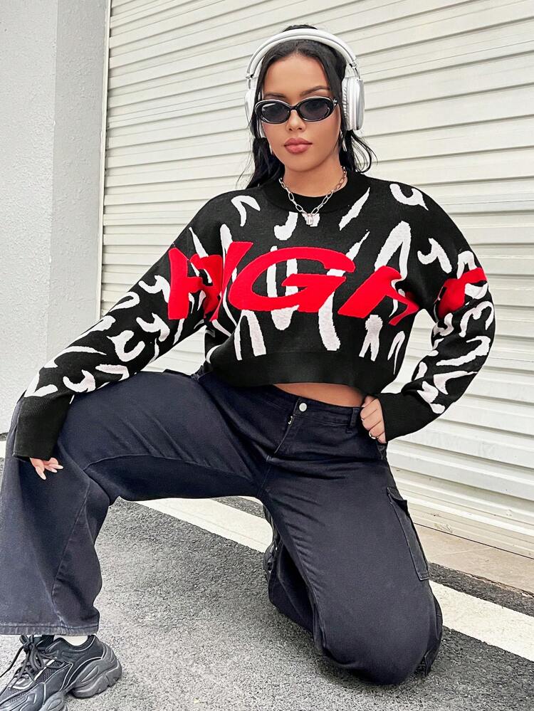 Women's Personalized Plus Size Letter Sweater