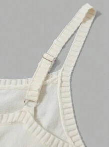 SHEIN Qutie Solid Cami Knit Top & Knit Shorts - Beige - View 6