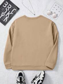 SHEIN EZwear In Giáng sinh Lót nhiệt Áo nỉ - Màu be - Xem 2