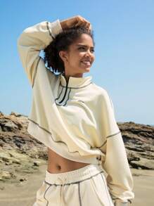 In My Nature In My Nature Contrast Piping Half Zip Outdoor Hoodie