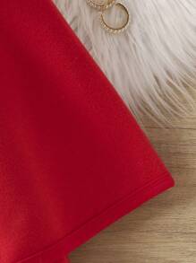 Baby Girl Solid Cape Coat & Button Front Dress - Red - View 3