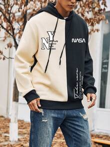 Manfinity Nam Plus Hai âm Đồ họa Khẩu hiệu Dây rút Hoodie - Nhiều màu - Xem 6