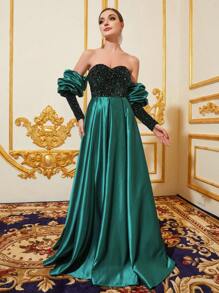 Trang phục dạ hội & dạ hội nữ - Màu xanh lá cây đậm - Xem 1