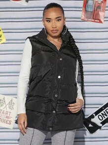 SHEIN SXY Solid Zip Up Vest Coat