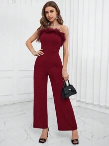 Firerie Trang trí Fuzzy Jumpsuit ống - Đỏ - Xem 6
