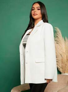 SHEIN SXY Lapel Neck Flap Detail Blazer - White - View 6
