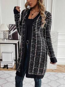 SHEIN Essnce Áo Cardigan họa tiết kẻ caro thiết kế thường ngày - Nhiều màu - Xem 1