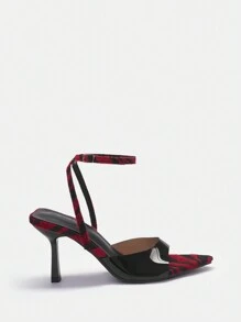 CUCCOO SZL Sandalias rojas de tacón alto y aguja de punta abierta, zapatos de vacaciones en oferta de verano - Rojo - Ver 2