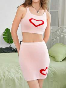 SHEIN MOD Women Sweater Co-ords Tombol Depan Blok Warna Casual - Berwarna merah muda - View 3