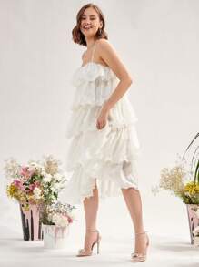 Enchnt Chất rắn Nhiều lớp Váy Dây - Màu tím - Xem 7