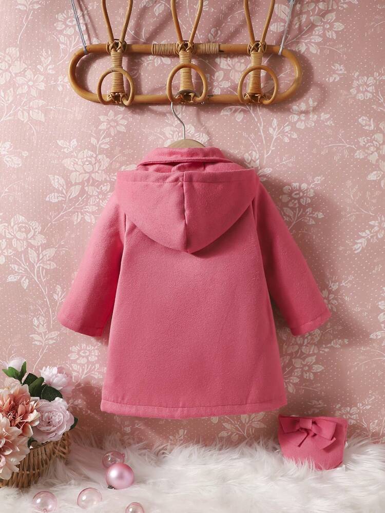 Baby Girl Bow Front Statement Collar Overcoat & Bag