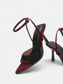 CUCCOO SZL Sandalias rojas de tacón alto y aguja de punta abierta, zapatos de vacaciones en oferta de verano - Rojo - Ver 3