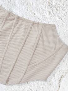 SHEIN EZwear Plus Size Apricot Knit Bandeau Top - Khaki - View 4