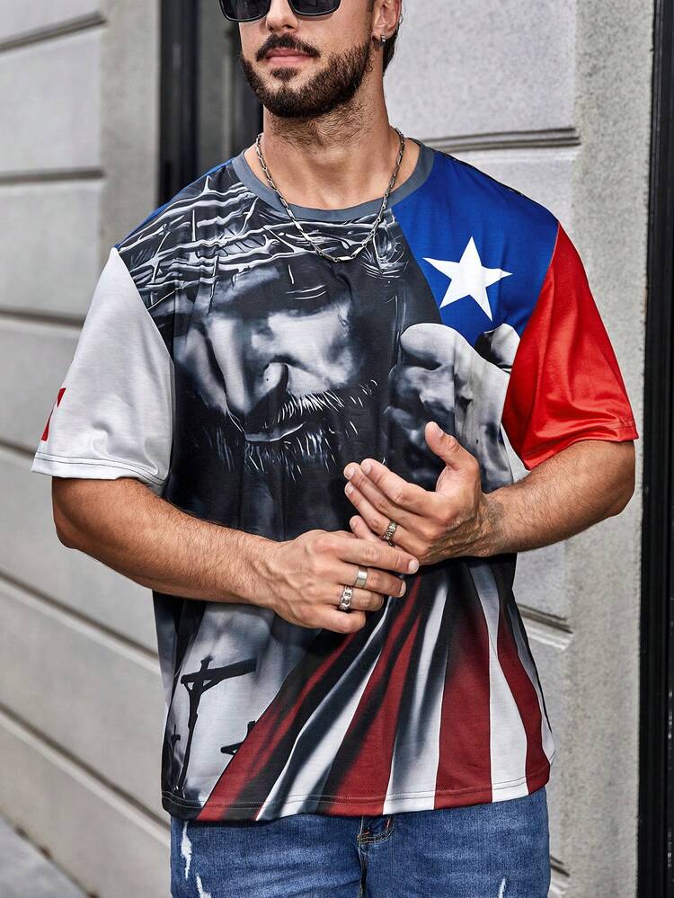 Men Plus Star & Figure Graphic Tee