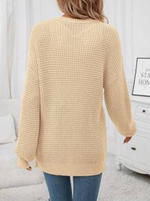 SHEIN Clasi Dual Pocket Drop Shoulder Cardigan - Apricot - View 2