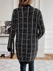 SHEIN Essnce Áo Cardigan họa tiết kẻ caro thiết kế thường ngày - Nhiều màu - Xem 2