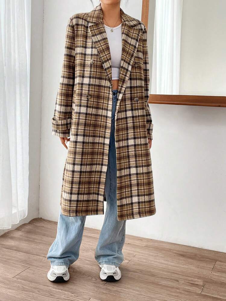 Women's Plaid Woolen Coat