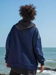 In My Nature 字母图案袋鼠口袋抽绳户外卫衣 - 深灰色 - 查看 2