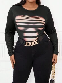 Maweii Hơn In Đồ họa Áo thun - Nhiều màu - Xem 2