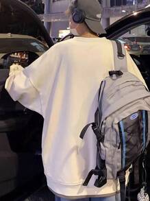 Manfinity Hypemode Men Letter Patched Drop Shoulder Sweatshirt - White - View 2