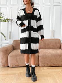 SHEIN EZwear Cárdigan de hombros caídos de dos tonos