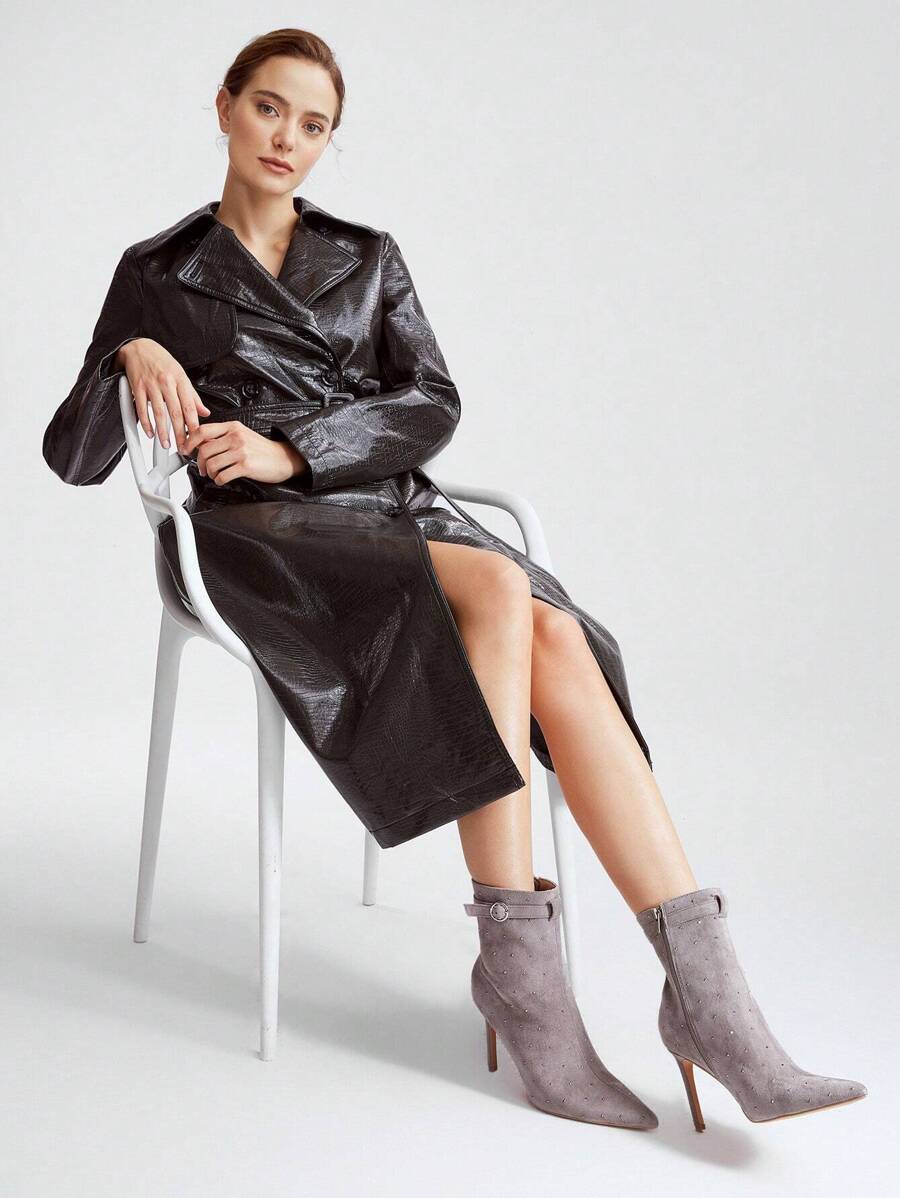 MOTF PREMIUM POINTY RHINESTONE STILETTO BOOTIES - Grey - View 2