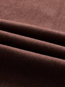 SHEIN MOD 女士實色牛仔喇叭褲 - 咖啡棕 - 查看 4