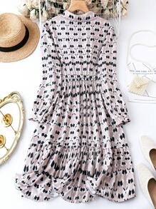 SHEIN Clasi Plus Allover Print Ruffle Hem Dress