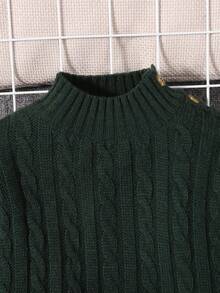 SHEIN Trẻ Con trai Cổ giả Xoắn Dan Áo len - màu xanh lá - Xem 5