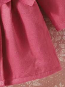 女嬰前蝴蝶結誇大領口花呢外套&包 - 玫紅色 - 查看 5