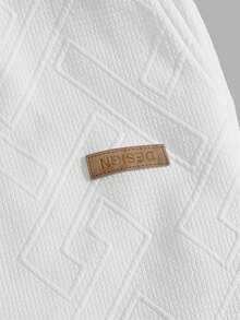 GENTILAND Nam Chi tiết Patched thư Eo dây rút Quần - trắng - Xem 3