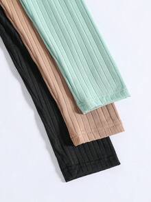 青少年女孩3入組條紋針織抽繩側收褶缺口領洋裝 - 彩色 - 查看 5