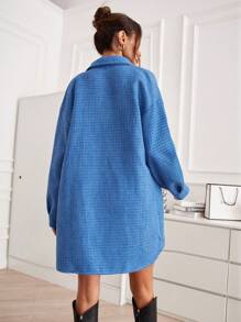 SHEIN Essnce Solid Cami Top & Skirt & Drop Shoulder Coat - Blue - View 2