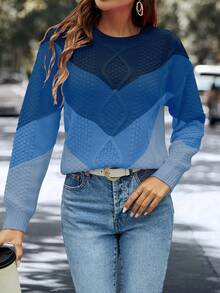 SHEIN Essnce Color Block Drop Shoulder Sweater - Multicolor - View 6