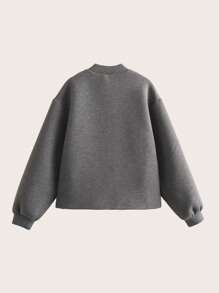 Solid Zip Up Bomber Jacket - Grey - View 2