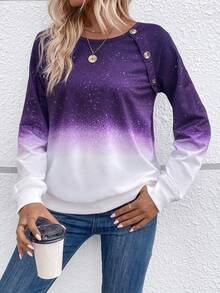 EMERY ROSE Bóng Chi tiết Nút Tay Raglan Áo nỉ - Nhiều màu - Xem 5